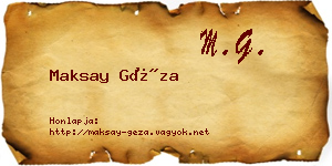 Maksay Géza névjegykártya
