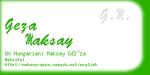 geza maksay business card